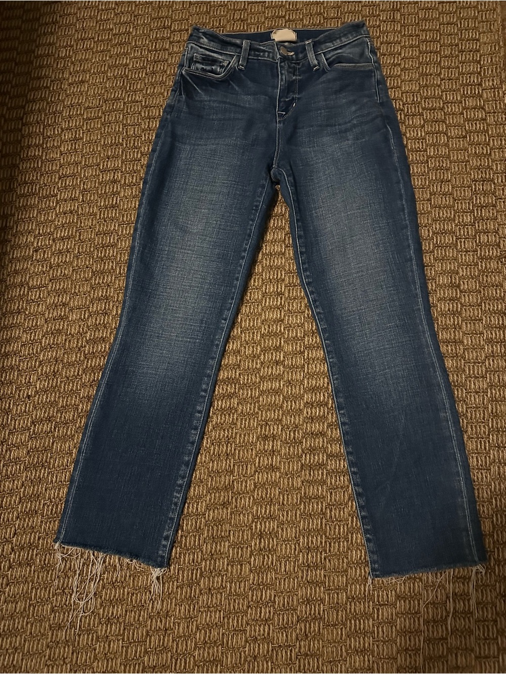 L’AGENCE Sada High Rise Cropped Slim Jeans Dawson Size 24 Raw Hem